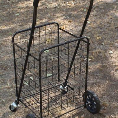 Lot 2-451: Folding Metal Shopping Cart w/ Wheels