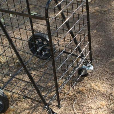 Lot 2-451: Folding Metal Shopping Cart w/ Wheels