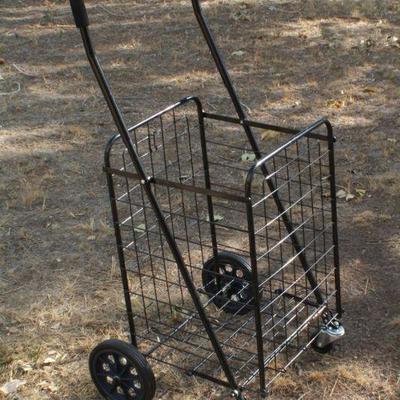 Lot 2-451: Folding Metal Shopping Cart w/ Wheels