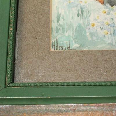 Lot 2-454: Antique/Vintage Framed Watercolor Original Fine Art SIGNED by A. ARNOLD