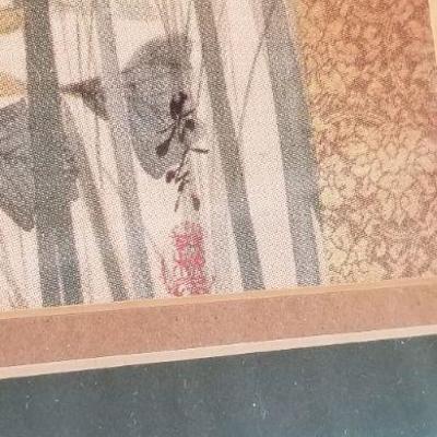 Lot 2-469: Vintage Framed SIGNED Japanese Fine Art 17.5" x 11.5" 