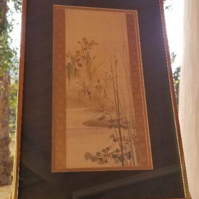 Lot 2-469: Vintage Framed SIGNED Japanese Fine Art 17.5" x 11.5" 