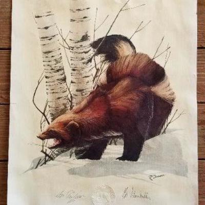 Lot 2-471: Vintage Raised Seal 1970's Official UNIVERSITY OF MICHIGAN Wolverine FINE ART PRINT Signed by HEAD COACH Bo Schenbeckler