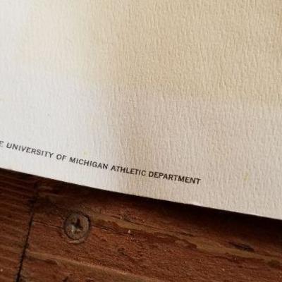 Lot 2-471: Vintage Raised Seal 1970's Official UNIVERSITY OF MICHIGAN Wolverine FINE ART PRINT Signed by HEAD COACH Bo Schenbeckler