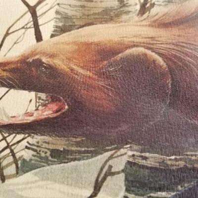 Lot 2-471: Vintage Raised Seal 1970's Official UNIVERSITY OF MICHIGAN Wolverine FINE ART PRINT Signed by HEAD COACH Bo Schenbeckler