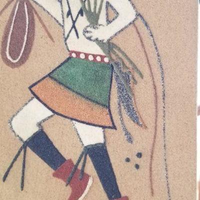 Lot 2-472: Vintage Navajo Sand Painting YEI BEI CHAI Nine Days Ceremonial Dress 6" x 12" 