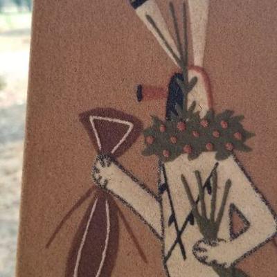 Lot 2-472: Vintage Navajo Sand Painting YEI BEI CHAI Nine Days Ceremonial Dress 6" x 12" 
