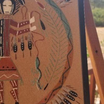 Lot 2-478: Vintage Navajo Sand Painting 8.5" x 8.5" 