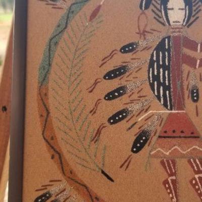 Lot 2-478: Vintage Navajo Sand Painting 8.5" x 8.5" 