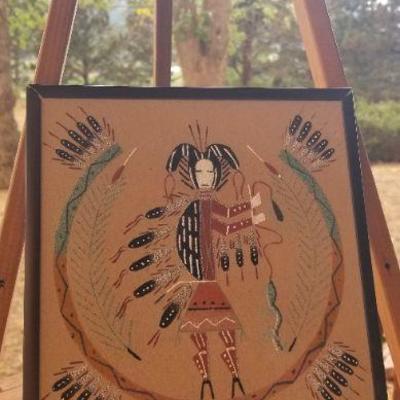 Lot 2-478: Vintage Navajo Sand Painting 8.5" x 8.5" 