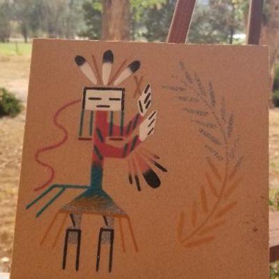 Lot 2-479: Pair of (2) Vintage Navajo Sand Paintings 8" x 8" 