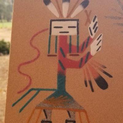 Lot 2-479: Pair of (2) Vintage Navajo Sand Paintings 8" x 8" 
