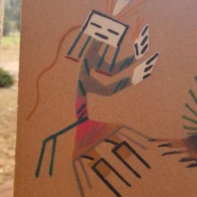 Lot 2-479: Pair of (2) Vintage Navajo Sand Paintings 8" x 8" 