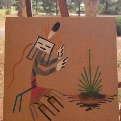 Lot 2-479: Pair of (2) Vintage Navajo Sand Paintings 8" x 8" 