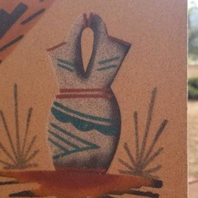 Lot 2-481: Vintage Navajo Sand Painting VASE 6" x 6" 