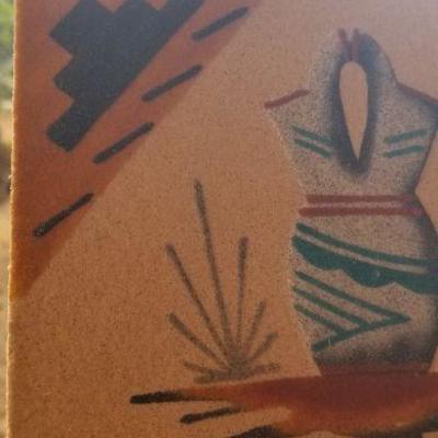 Lot 2-481: Vintage Navajo Sand Painting VASE 6" x 6" 