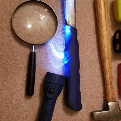 Lot 2-483: Bundle of Assorted Tools (Hammers, Flashlights, etc.)