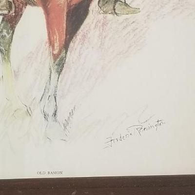 Lot 2-502: Vintage FREDERIC REMINGTON Framed Fine Art Print "Old Ramon" 19" x 15"