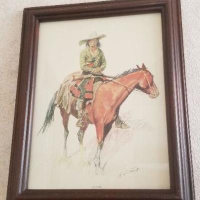 Lot 2-502: Vintage FREDERIC REMINGTON Framed Fine Art Print "Old Ramon" 19" x 15"