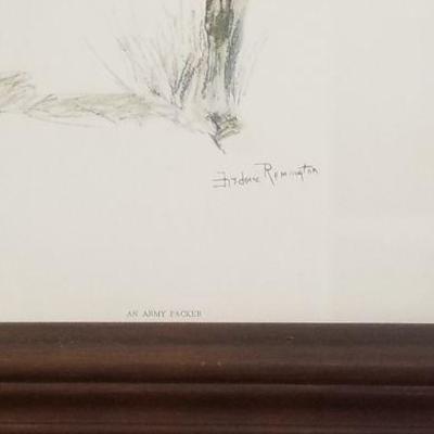 Lot 2-503: Vintage FREDERIC REMINGTON Fine Art Framed Print "An Army Packer" 19" x 15"