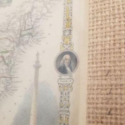 Lot 2-504: Antique/Vintage Map Print of UNITED STATES Framed 14.5" x 12.5"