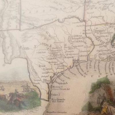 Lot 2-504: Antique/Vintage Map Print of UNITED STATES Framed 14.5" x 12.5"