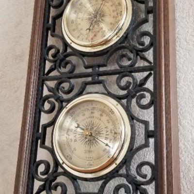 Lot 2-506: Vintage SPRINGFIELD Thermometer Barometer Hanging Display 19" x 11" 