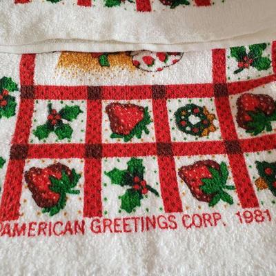 Lot 2-519: Vintage 1981 New with Tags Strawberry Shortcake Christmas Hand Towels (2)