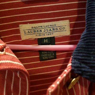 Lot 2-536: Vintage Ralph Lauren Oversized Red Striped Denim Jacket Size Medium 