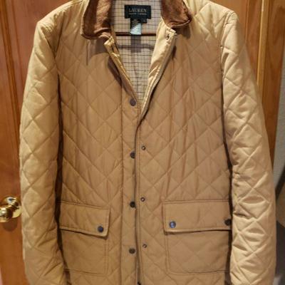 Lot 2-538: Ralph Lauren Tan Quilted Coat Size Ladies Large