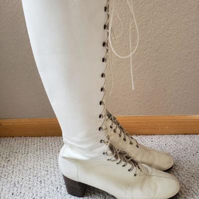 Lot 2-540: 1970's White Lace Up GoGo Boots