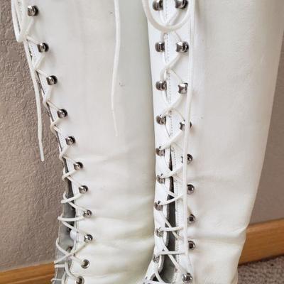Lot 2-540: 1970's White Lace Up GoGo Boots