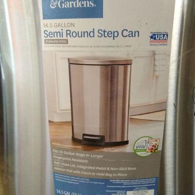 Lot 209- Stainless Steel Step Garbage Can- 14.5 Gallon 