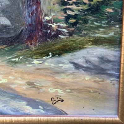 7. Framed Photo Of WoodPecker and Framed Oil Painting Of Redwoods