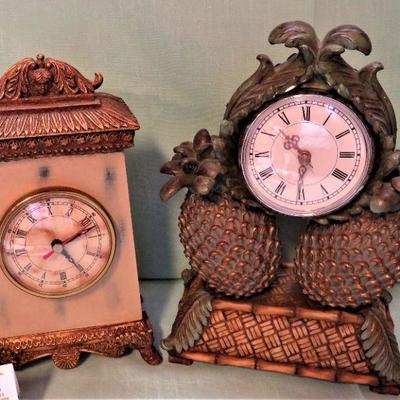 New Pineapple Battery Clock, Gold Tone Mantle by Accents & Occasions