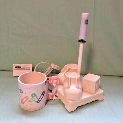 Russ Ceramic Baby Shoe Lamp, Russ Baby Mug