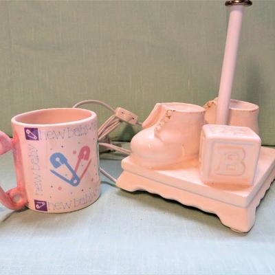 Russ Ceramic Baby Shoe Lamp, Russ Baby Mug