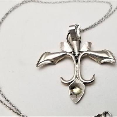 Lot #236 - LATE ADDITION - Sterling Silver Pendant and Chain - Lily Cross