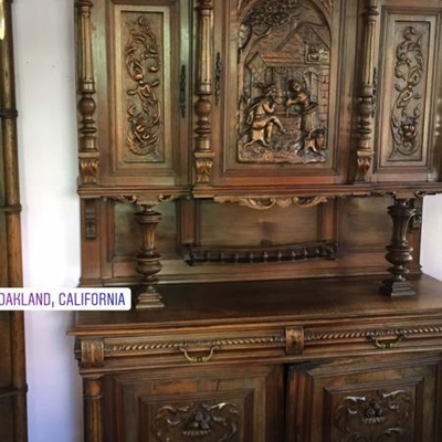 Antique Carved Wood Sideboard From France 
