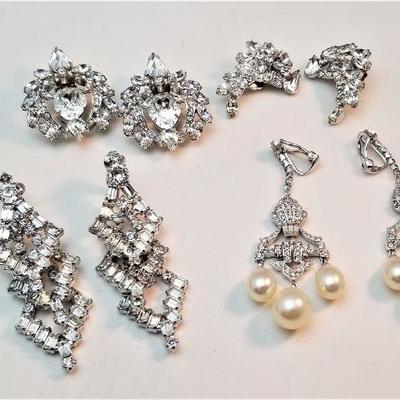 Lot #239  LATE ADDITION - Great Vintage Rhinestone Earring Lot