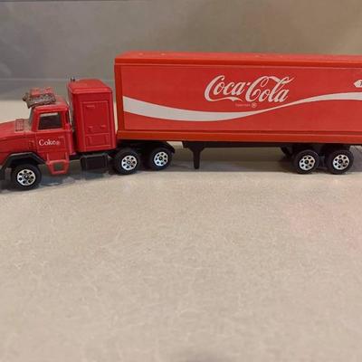 Vintage Coca Cola racing die cast truck & coca tin truck