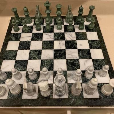 Vintage solid marble chess set 