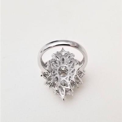 Lot #244 - Gorgeous Contemporary Flashy Sterling Rhinestone/CZ  Ring, size 7
