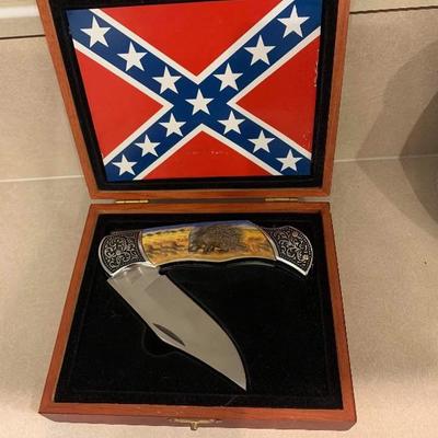 Confederate flag knife w porcupine 