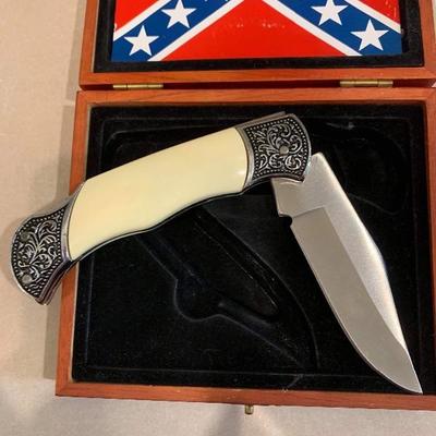 Confederate flag knife w porcupine 
