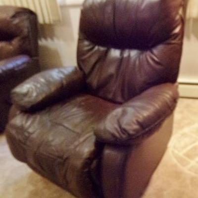 H-12  BROWN LEATHER RECLINER