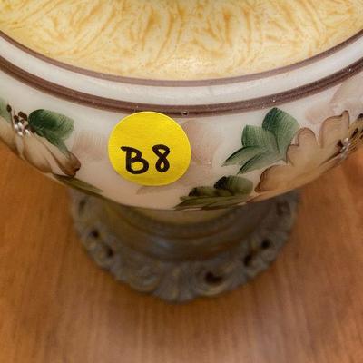 B8: Handpainted Glass and Brass Electric Lamp (Gone with the Wind style)