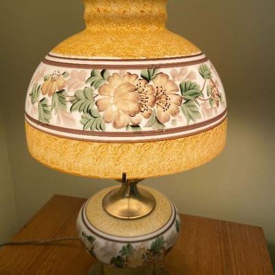 B8: Handpainted Glass and Brass Electric Lamp (Gone with the Wind style)