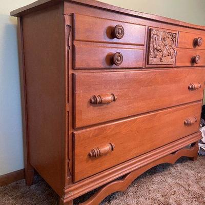 B11: Colonial Inspired Wood Carved Low Dresser