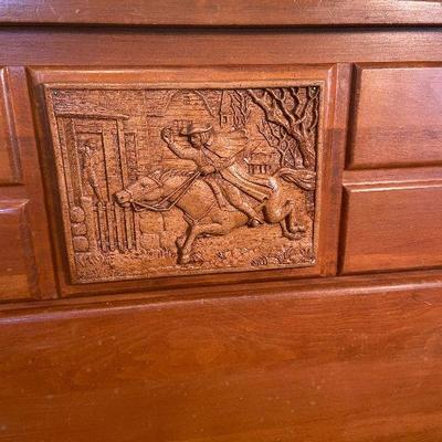 B11: Colonial Inspired Wood Carved Low Dresser